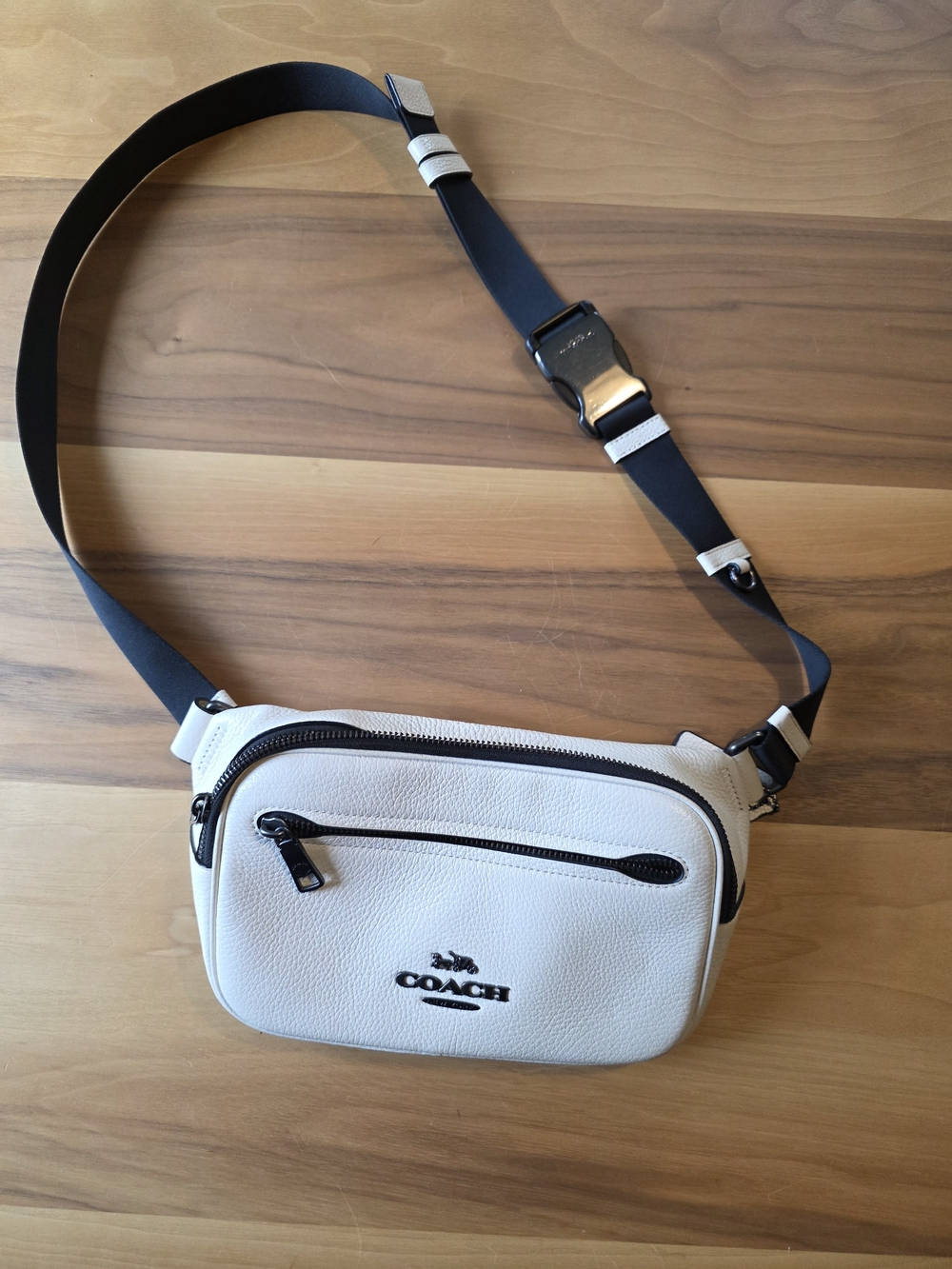 Coach Men’s White Leather Crossbody Belt Bag